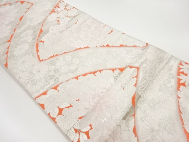 JAPANESE KIMONO / VINTAGE FUKURO OBI / WOVEN FLOWERS